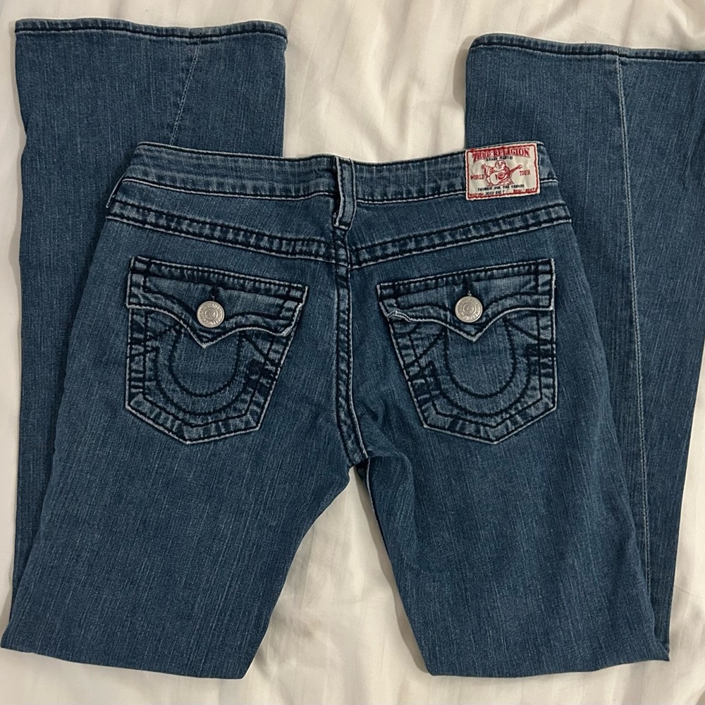 True Religion Joey Big T Flare Jeans in Dark Blue